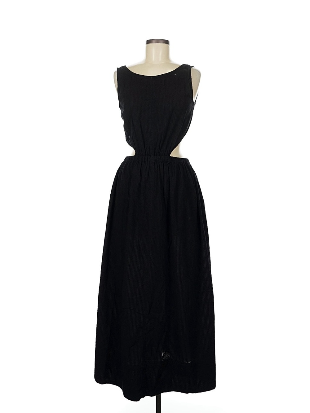 Apiece Apart Black Cutout Waist Midi Dress, Size M